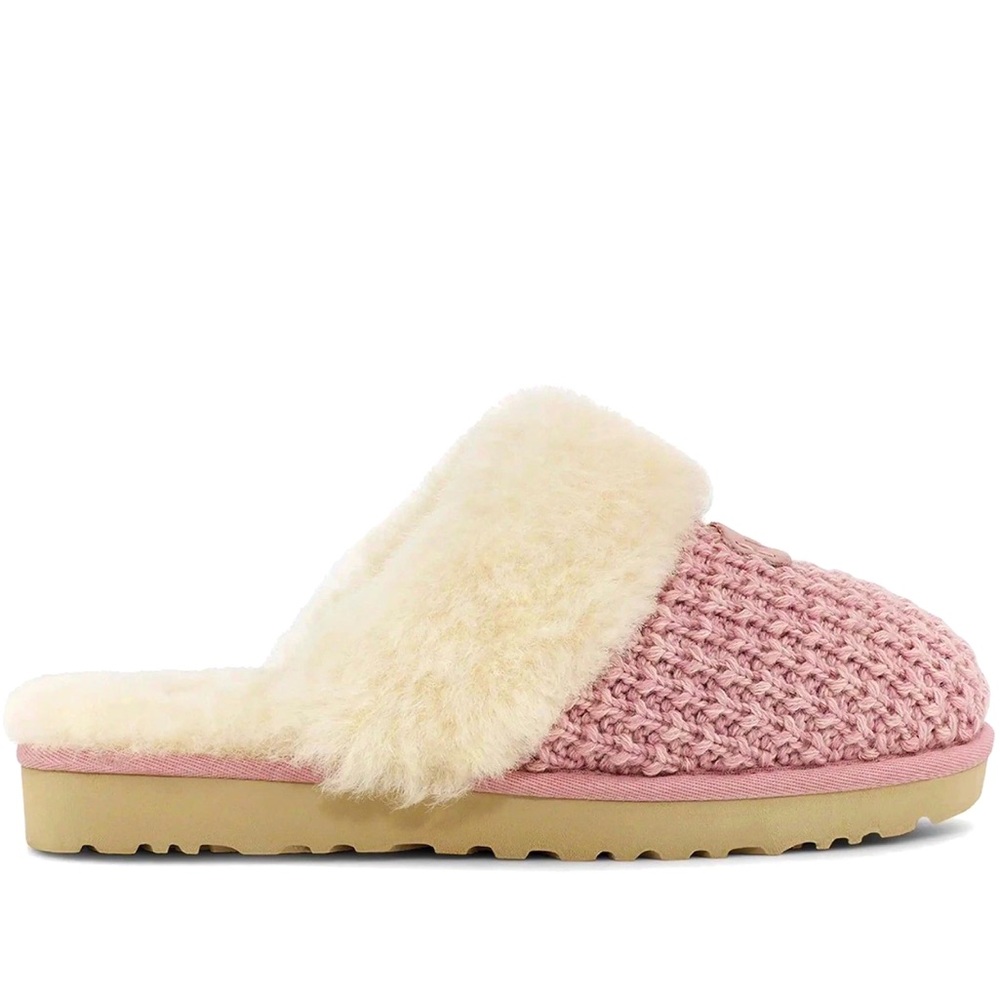 UGG® Cozy Knit Genuine Shearling Slipper, Pink Crystal, New in Box, Size US 8